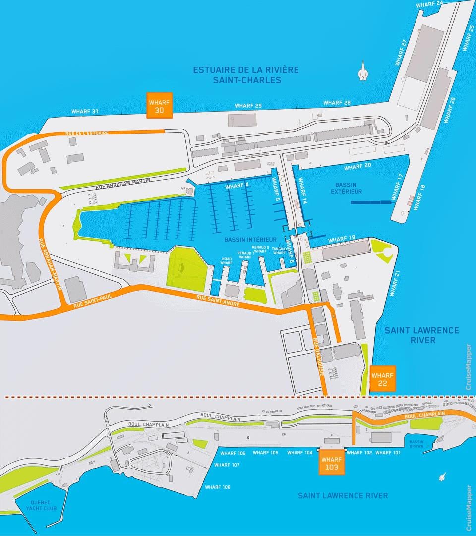 Žemėlapis Kvebeko Miestas cruise port"