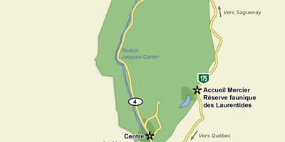 Žemėlapis jacques cartier nacionalinio parko takas